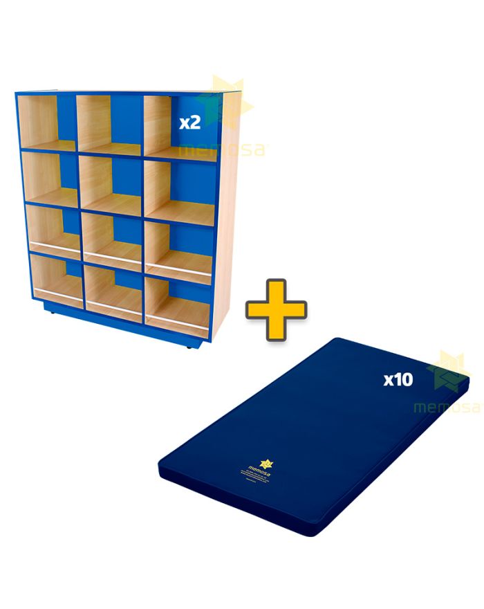 Conjunto de Muebles Guarda Mochilas + Colchonetas Infantiles