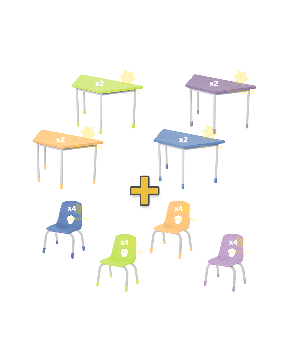 Conjunto de Mesas y Sillas Infantiles Colores Pastel