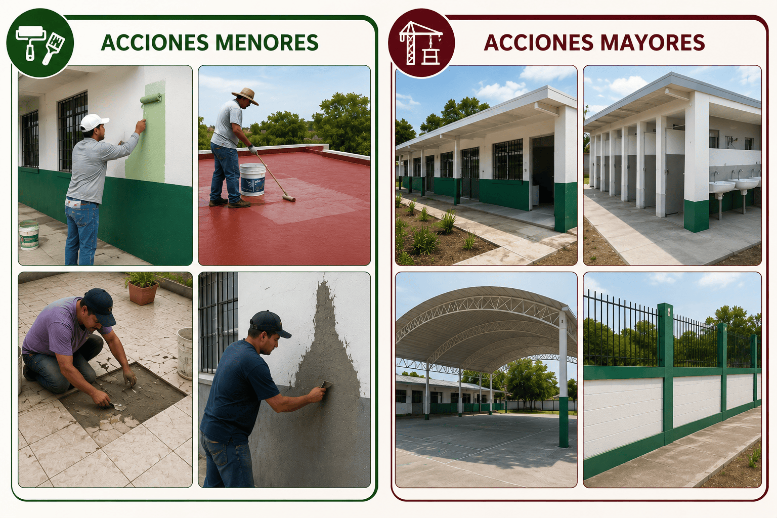 Diferencia entre acciones menores y acciones mayores de rehabilitación en el programa La Escuela es Nuestra: complejidad técnica y requisitos para el CEAP