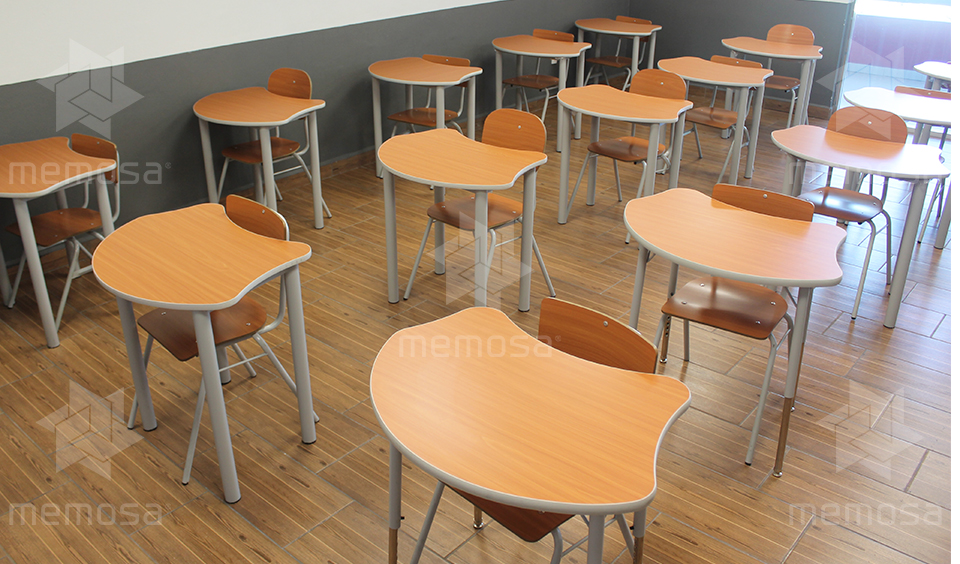 Sillas escolares ergonómicas y mesas adaptadas a estudiantes de educación básica con dimensiones correctas según el nivel educativo